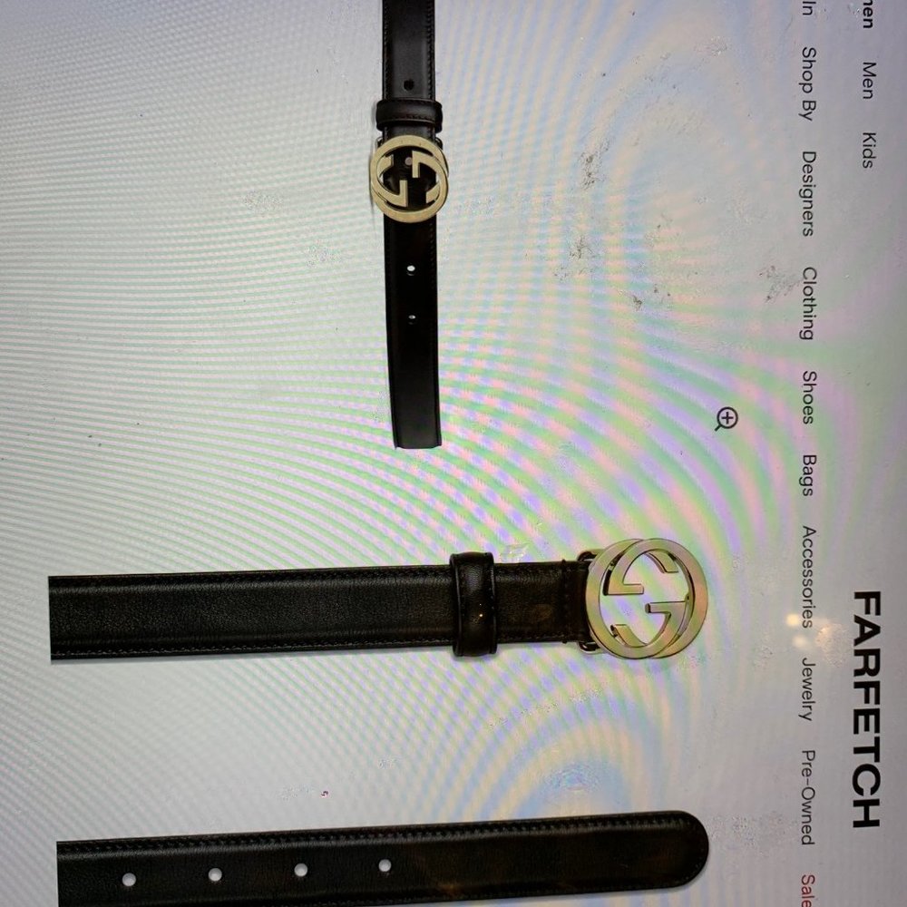 Leather belt with interlocking G buckle